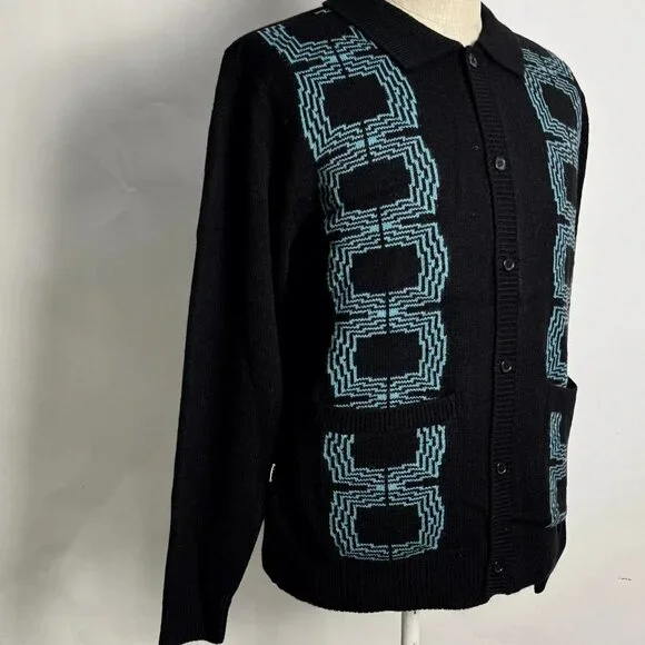 Obey Button Up Cardigan Sweater Verdugo Black